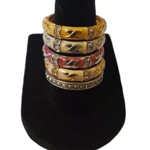 Lauren Adam's LGA stackable ring set enamel and crystal